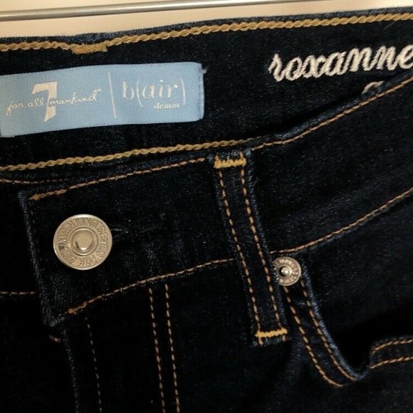 FOR ALL 7 MANKIND B(AIR) ROXANNE ANKLE IN AUTHENTIC RINSE Dark Blue Denim Jeans - Picture 9 of 11